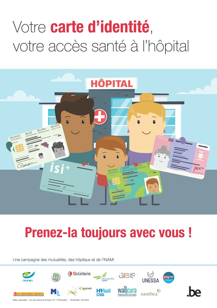 Affiche de campagne de sensibilisation "Votre carte d'identité, votre accès santé à l'hôpital"